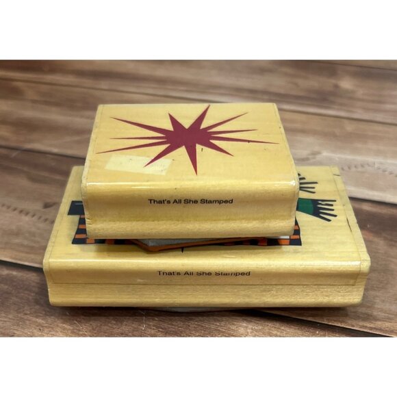 THATS ALL SHE STAMPED RUBBER STAMP SET OF 2 BY PATRICK LOSE SNOWMAN & STAR HAPPY - Picture 3 of 6